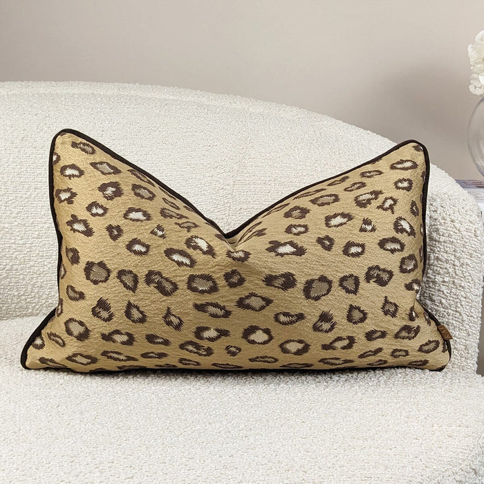 Leopard Print Gold Jacquard Bolster Cushion - 30 x 50cm Textiles