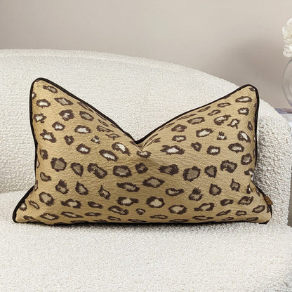 Leopard Print Gold Jacquard Bolster Cushion - 30 x 50cm Textiles