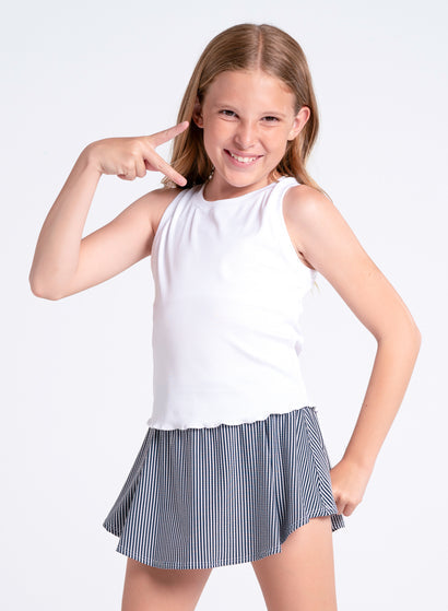 Lucky in Love Girls Flutterline Tank Apparel Lucky in Love White-110 Girls XSmall (6)