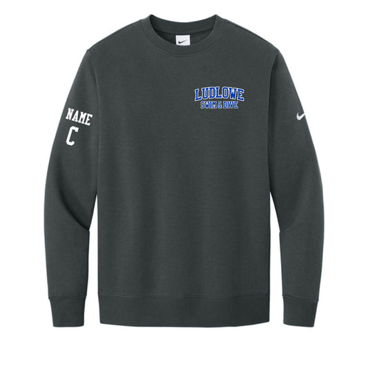 Ludlowe Girls Swim & Dive Nike Crewneck Sweatshirt -Embroidered Logo Logowear Fairfield Ludlowe Girls Swim & Dive Anthracite Adult S