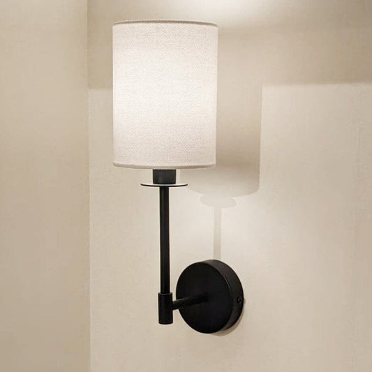 Matira Black Wall Light with White Shade Lighting