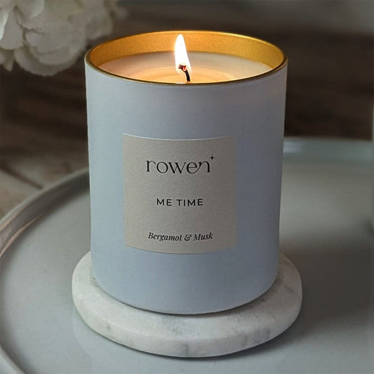 Me Time White & Gold Scented Candle - Bergamot & Musk Fragrance