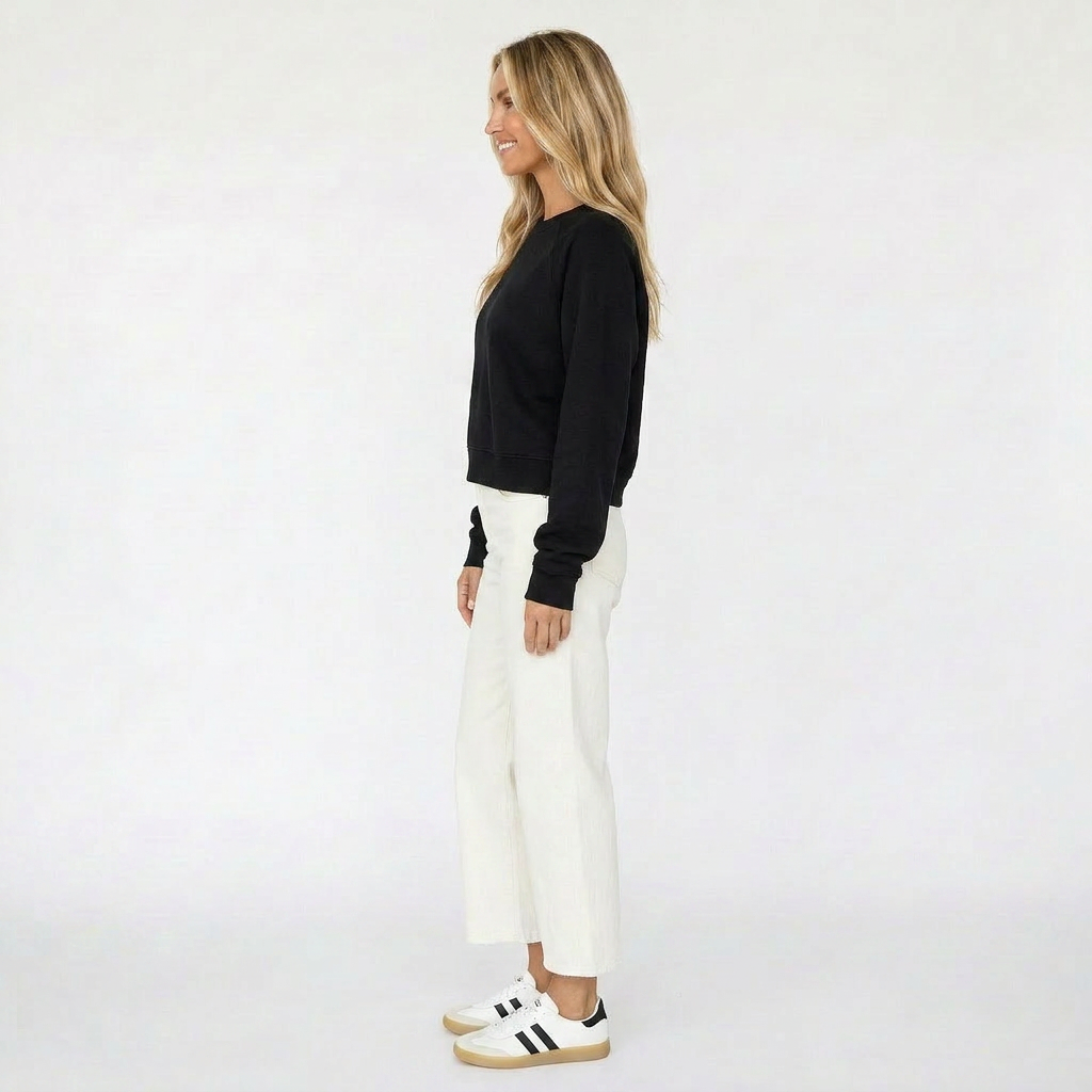 Solid Shrunken Raglan Sweatshirt