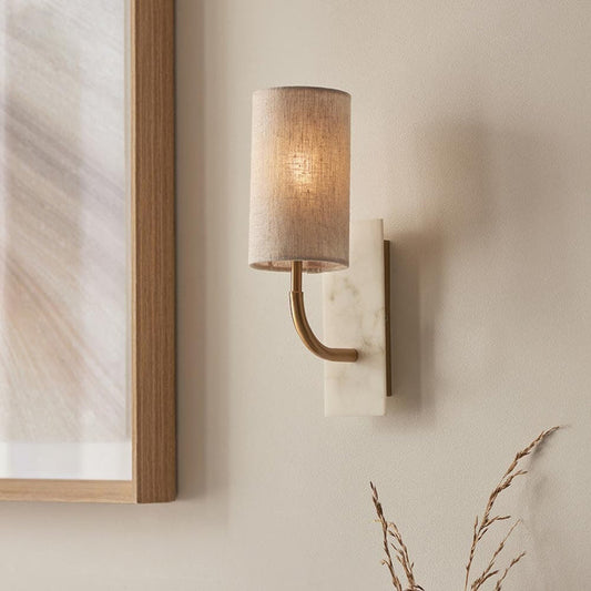 Nerosa Gold & White Marble Curved Arm Wall Light Lighting