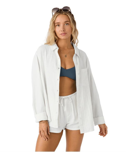 O'Neill Women's Leni Relaxed Long Sleeve Woven Top Apparel O'Neill White XSmall