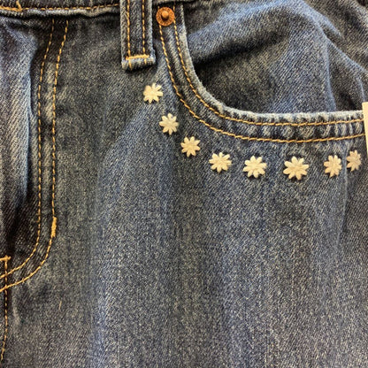 Pants: Flare Embroidered Jeans