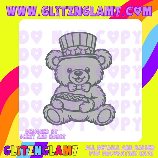 Patriotic Bear with Hat/Hotdog Silicone Mold