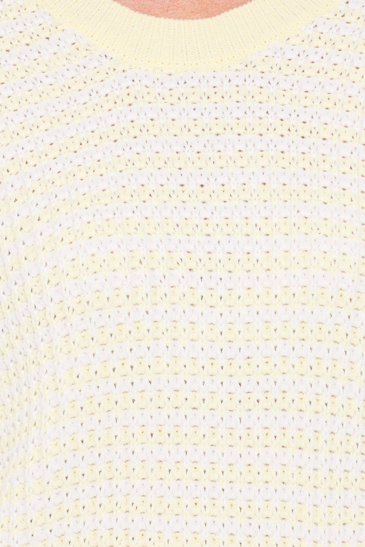 Becca Crewneck Waffle Stitch Stripe Knit Sweater - Butter Yellow