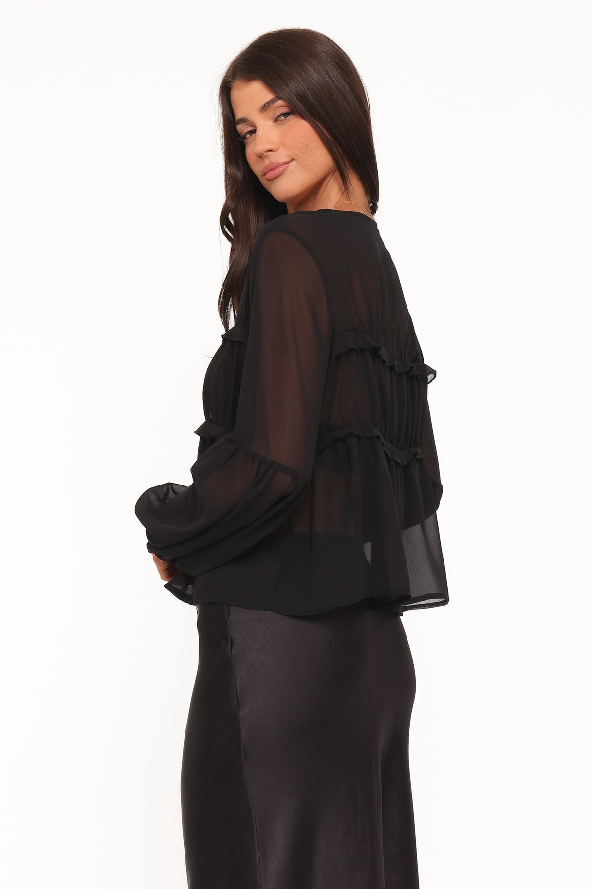 Chiaro Sheer Top - Black