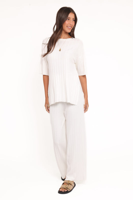 Alix Ribbed Knit Set - Cream