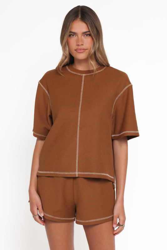 Melody Knit Short Set - Chocolate