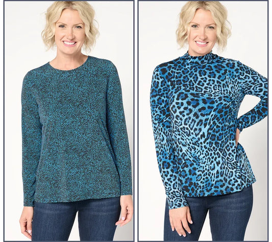 Printed Liquid Knit Long Sleeve Top