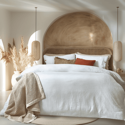 Revive Luxury White Cotton Muslin Duvet Cover Set Textiles