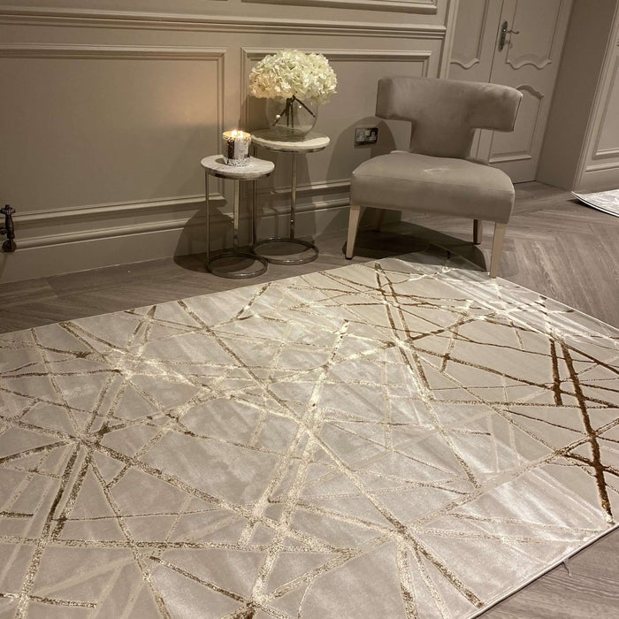 Saints Gold Velvet High Shine Abstract Rug Rug