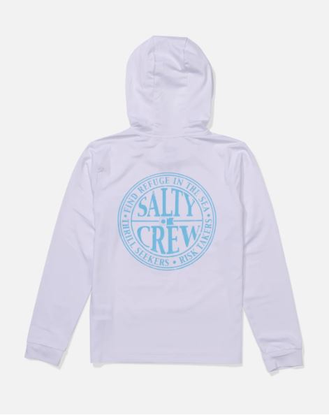 Salty Crew Boys' Global Hooded Sunshirt Apparel Salty Crew White/Slate Youth Small