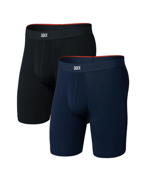 Saxx Men's Vibe Xtra Soft Comfort Long Boxer Brief 8" (2 Pack) Apparel SAXX Black/Navy Small