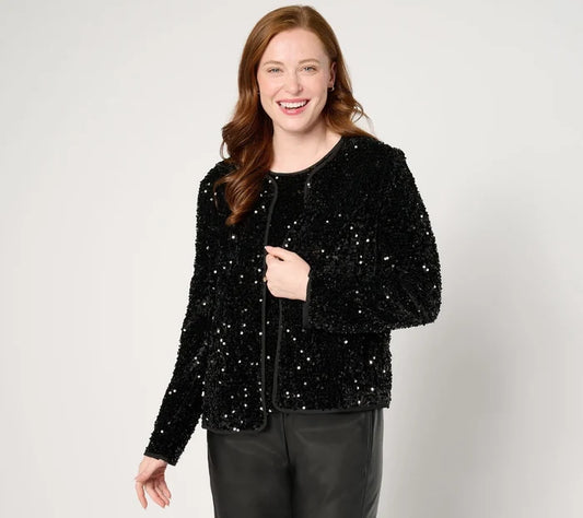 Sequined Velvet Blazer