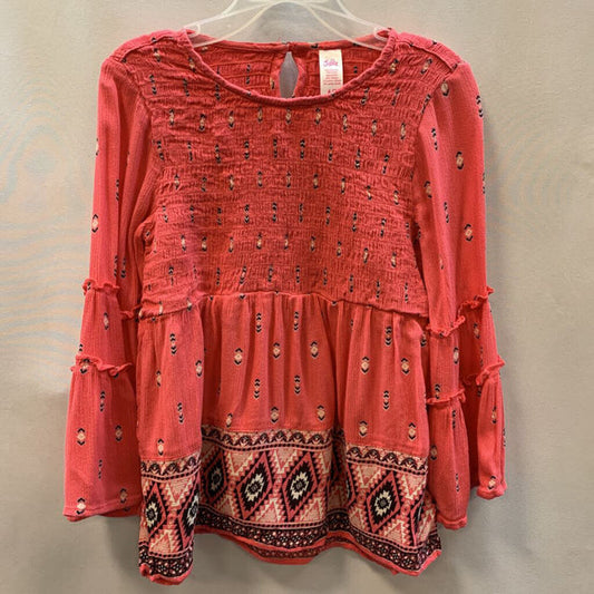 Shirt: Long Sleeve Geometric Boho