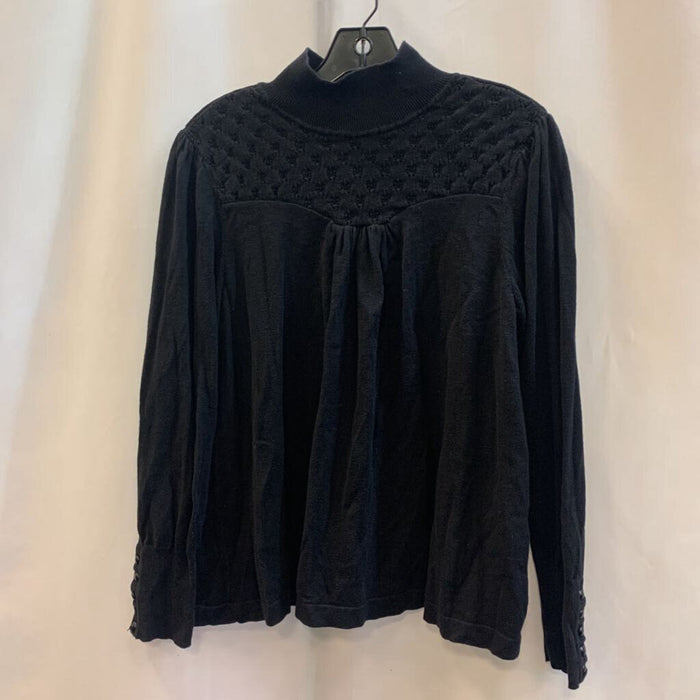Shirt: Long Sleeve Mock Neck Knit Weave Detail