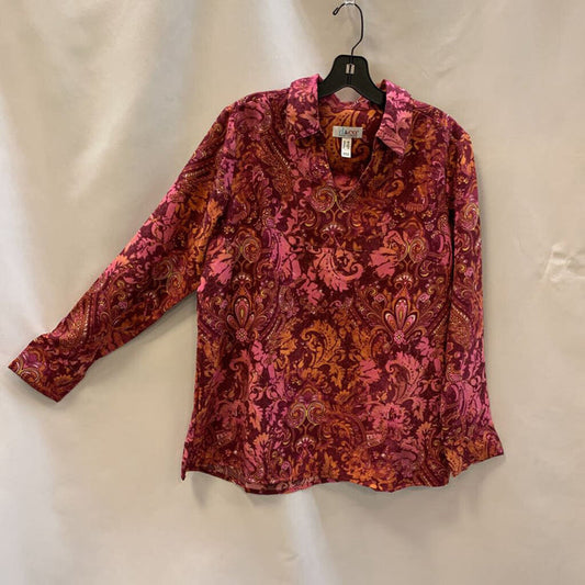 Shirt: Long Sleeve Paisley V Neck