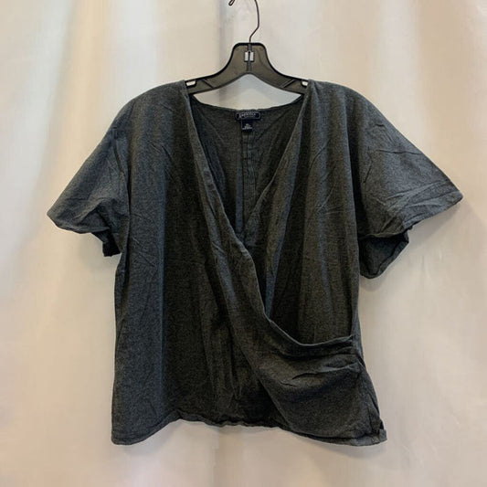 Shirt: Short Sleeve Cross Front V Neck