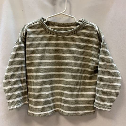 Shirt: Striped Quarter Sleeve Thermal Knit
