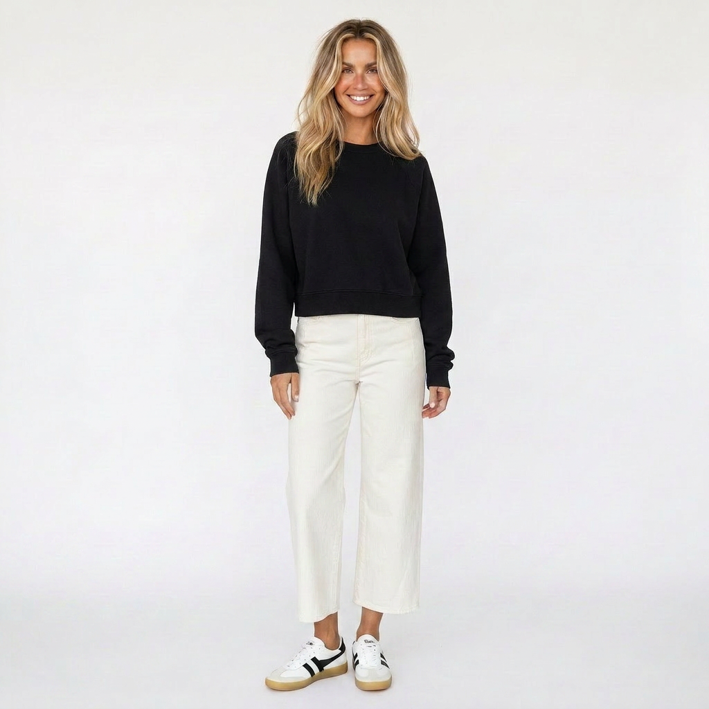 Solid Shrunken Raglan Sweatshirt