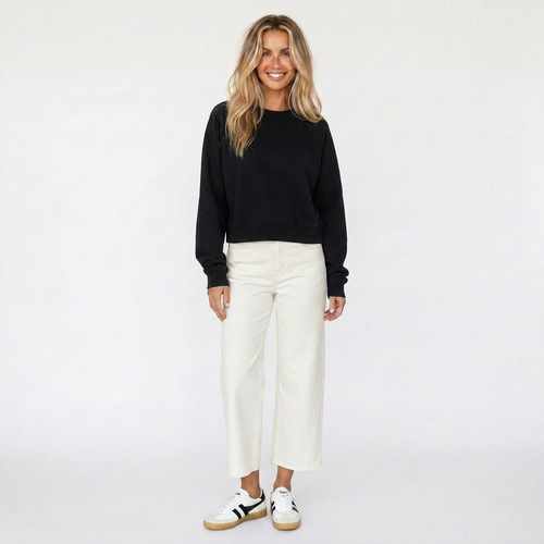 Solid Shrunken Raglan Sweatshirt