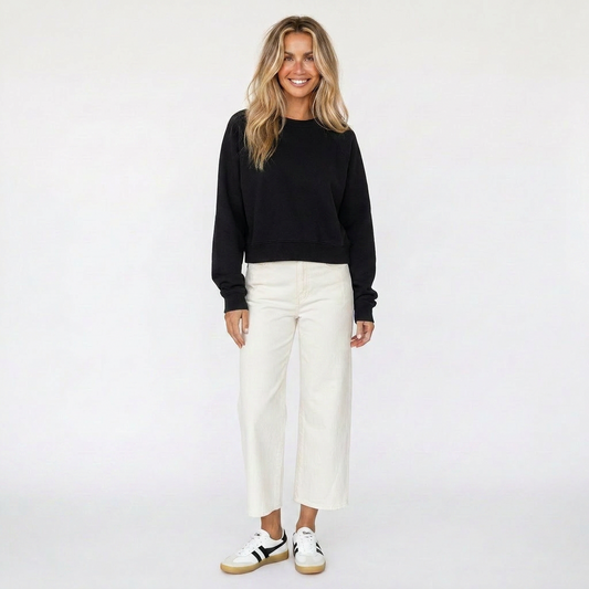 Solid Shrunken Raglan Sweatshirt
