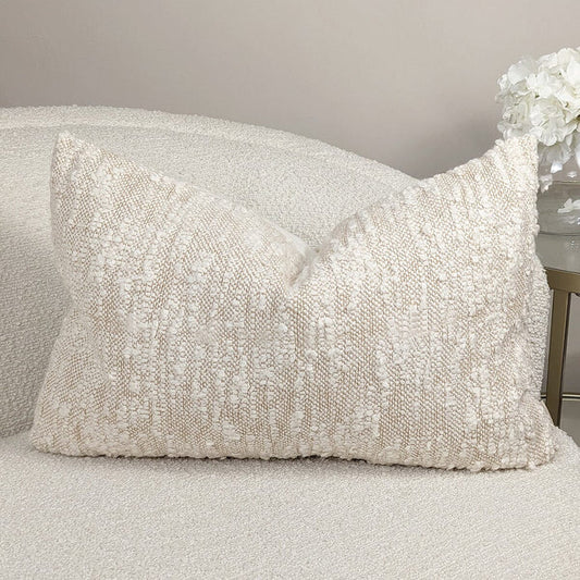 Solace Natural Woven Textured Bolster Cushion - 60x40cm Textiles