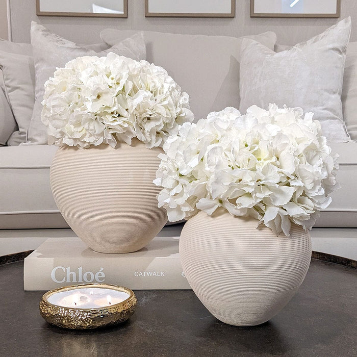 Solis Medium Rounded Stone Ceramic Neutral Vase Accessories