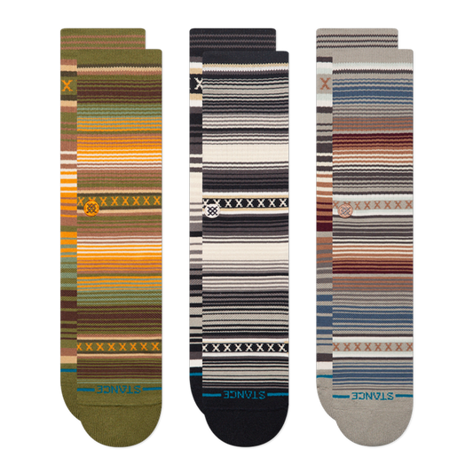 Stance Curran 3 Pack Crew Socks Apparel Stance Green Medium