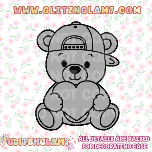 Teddy Bear w/ Hat & Heart Silicone Mold