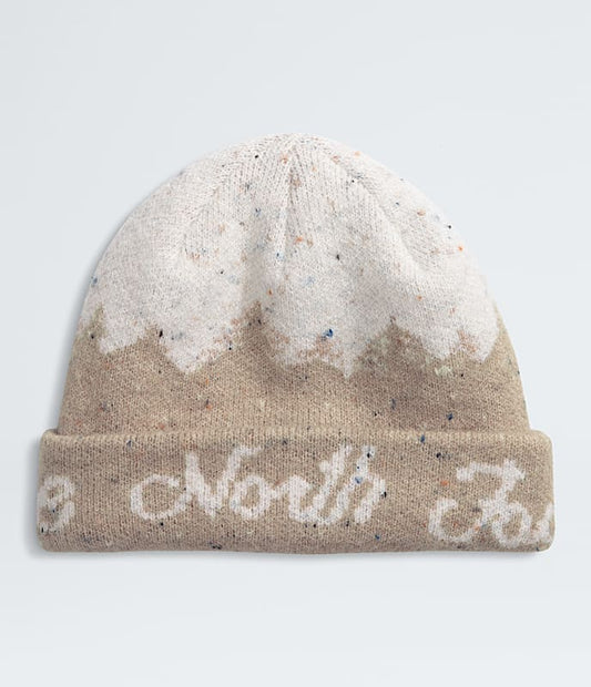 The North Face Cabin Mountainscape Beanie Accessories North Face Mushroom Grey/White Dune-DHS