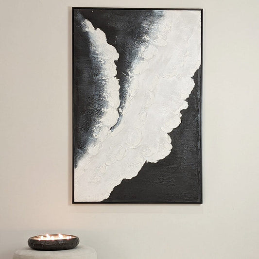 Tilford Monochrome Beach Waves Textured Canvas Wall Art Accessories