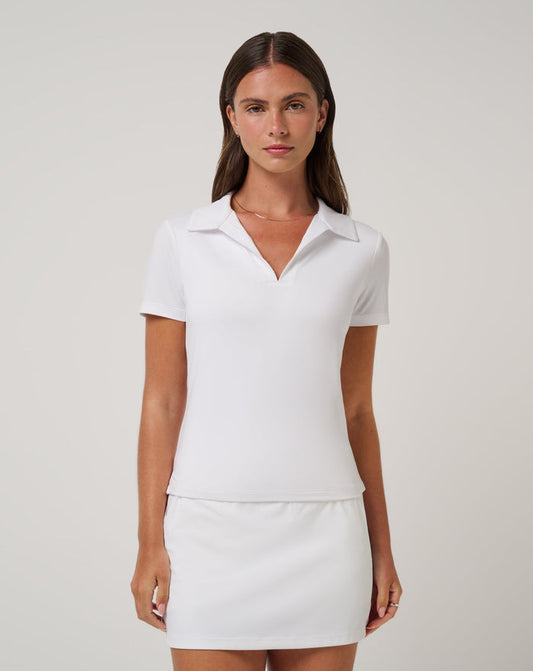 TravisMathew Women's Skyloft Light Short Sleeve Polo Apparel TravisMathew White XSmall