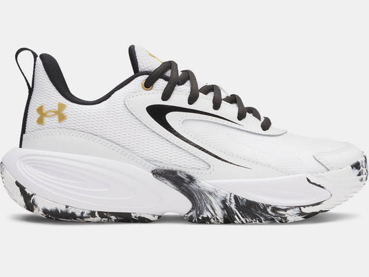 Under Armour Boys' Lockdown 8 (GS) Footwear Under Armour White/White/Metallic Gold-100 3.5
