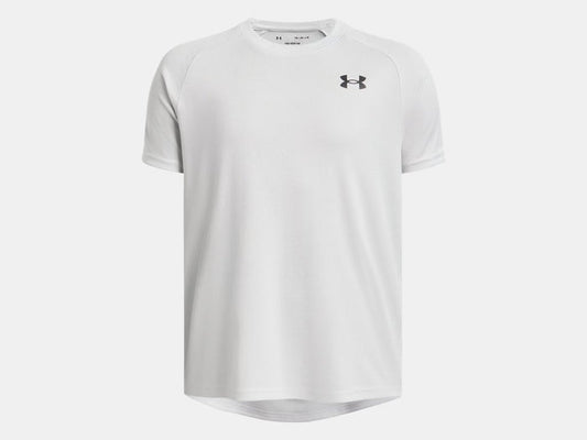 Under Armour Boys' Tech Textured Short Sleeve Apparel Under Armour Distant Gray/Black-023 Small
