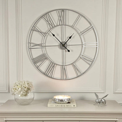 Valentina Round Silver Skeleton Clock Accessories