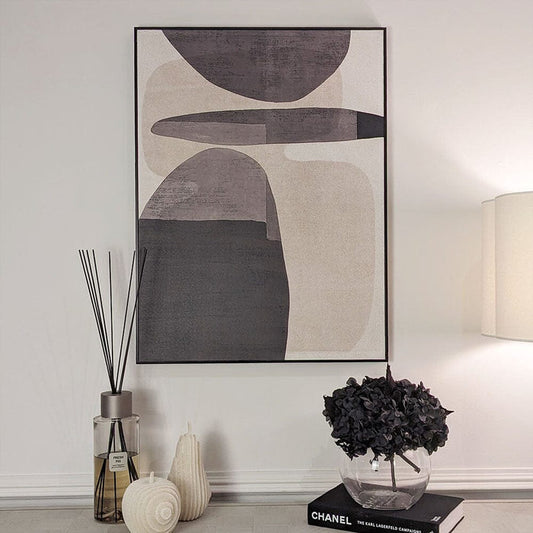 Vinsi Stone & Black Abstract Canvas Wall Art Accessories