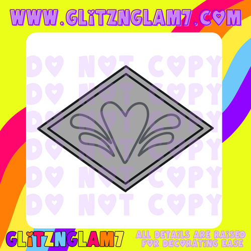 Vintage Folk Art Heart Diamond Silicone Mold