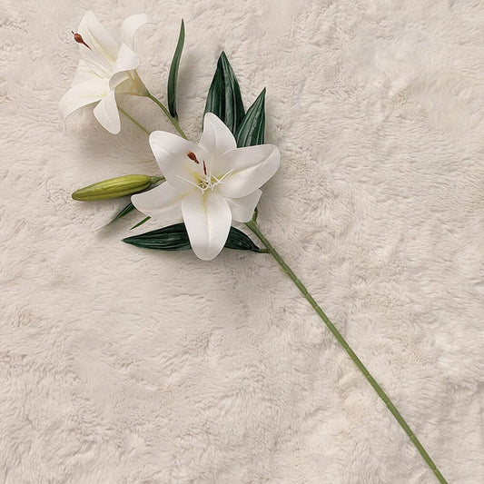 White Faux Lily Single Stem Flower Accessories